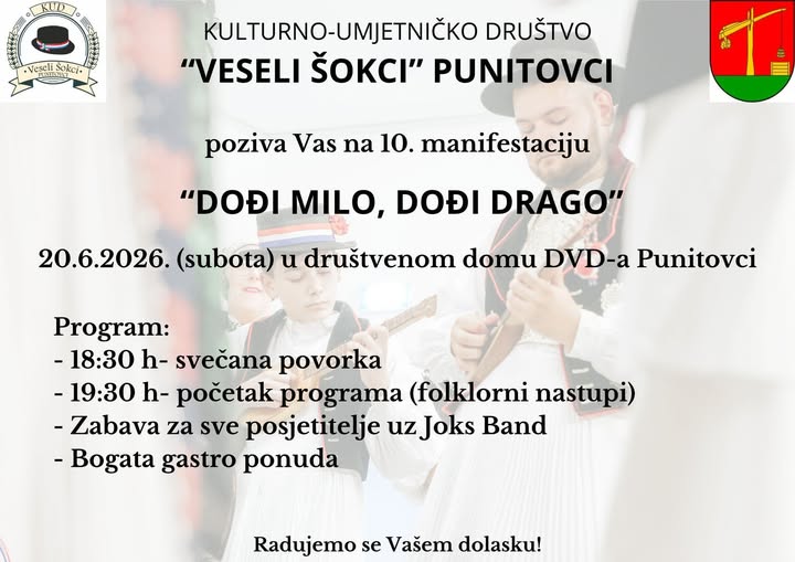 Sudionici folklorne manifestacije Dođi milo, dođi drago u Punitovcima