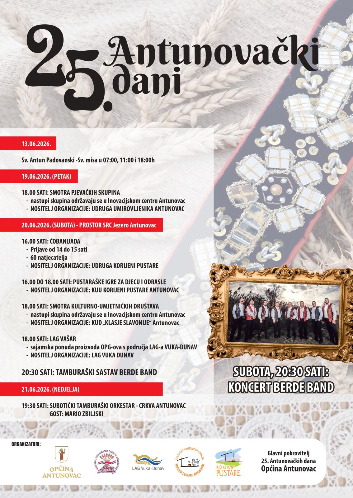 Program 25. Antunovačkih dana 2026 u Antunovcu