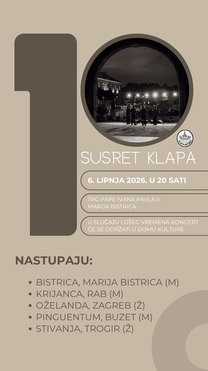 Susret klapa u Mariji Bistrici 2026